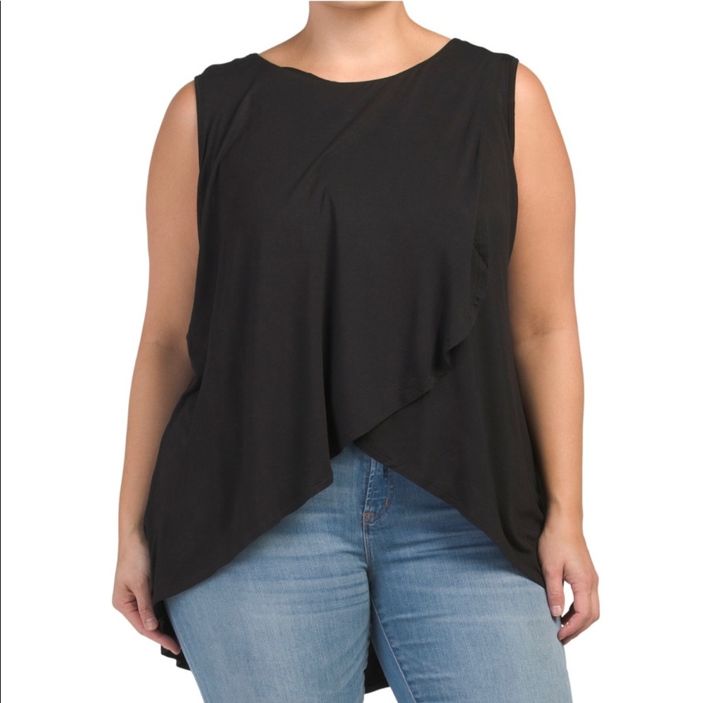 Ava James plus crossover sleeveless tunic top